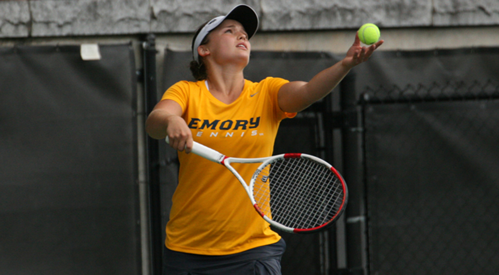 Freshman Bridget Harding serves the ball. Harding and the Eagles traveled to California during spring break for a week of games.  | Courtesy of Emory Athletics