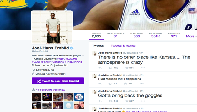 Sports Genie Declares Joel-Hans Embiid All-Time Best Tweeter