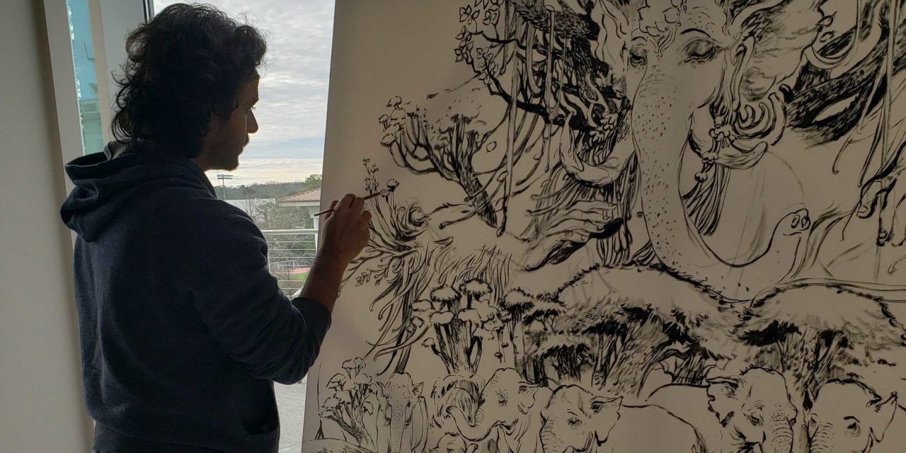 Resident Artist Abhishek Singh Connects Nature and Hinduism