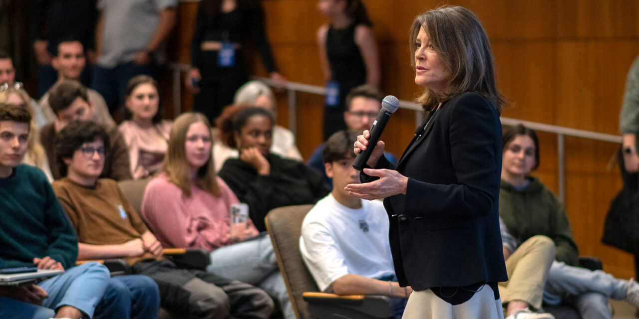 In Emory speech, 2024 presidential candidate Marianne Williamson talks “institutionalized greed”